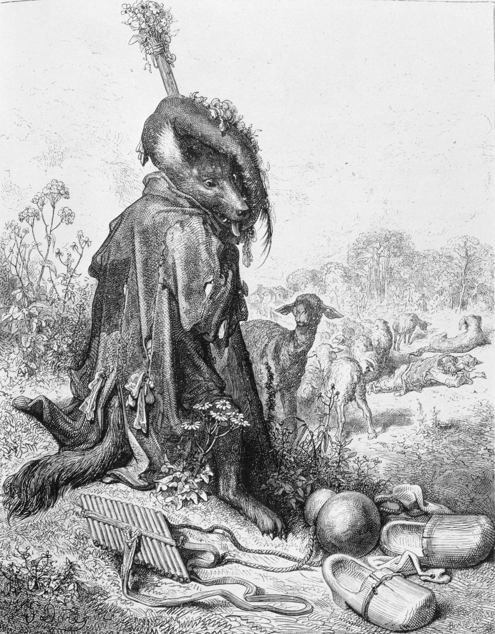 El lobo convertido en pastor, ilustración de 