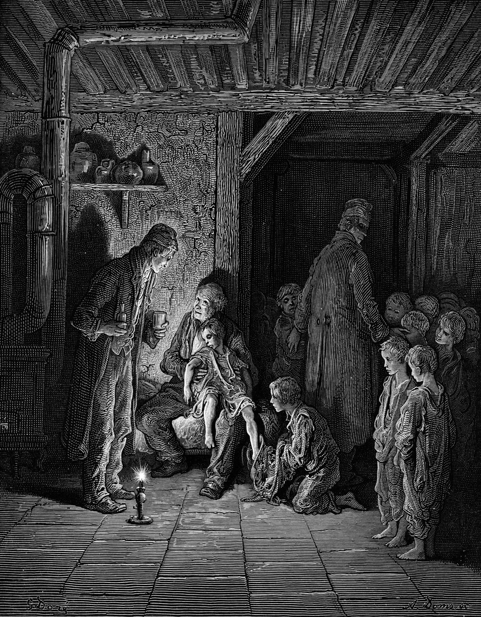 Londres victoriano: Niños sin hogar de Gustave Dore