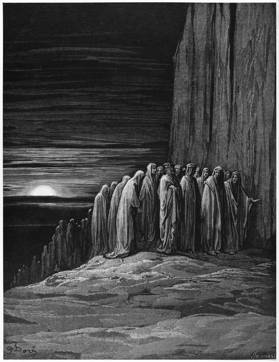 Virgilio (70-19 a.C.) y Dante, ilustración de 