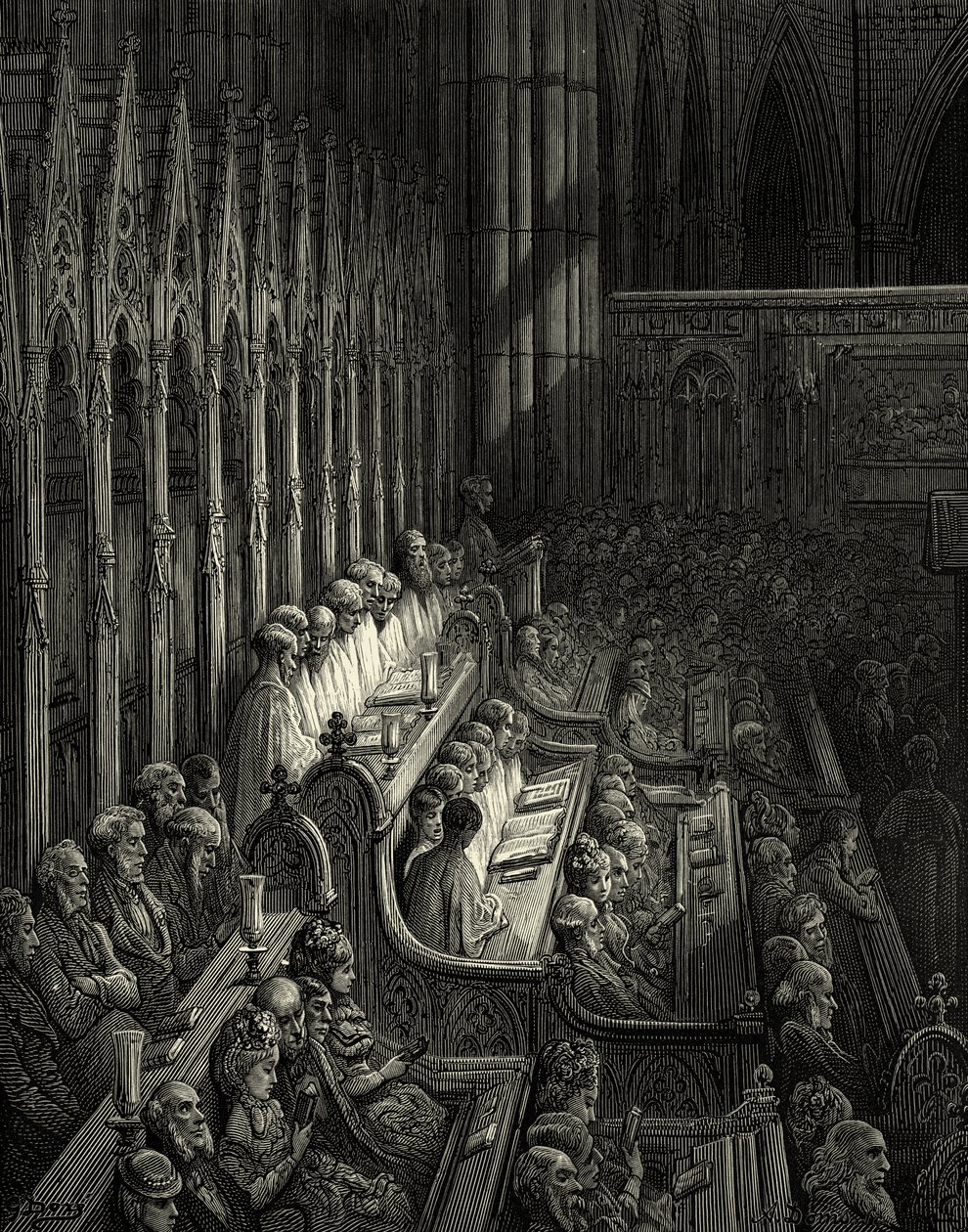 Abadía de Westminster en el Londres victoriano de Gustave Dore