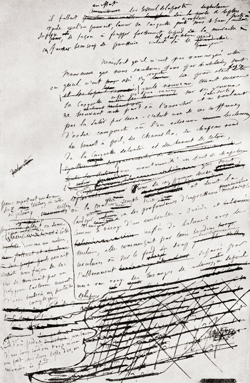 De una página en el manuscrito de Madame Bovary, de Gustave Flaubert, publicado en 1935 de Gustave Flaubert
