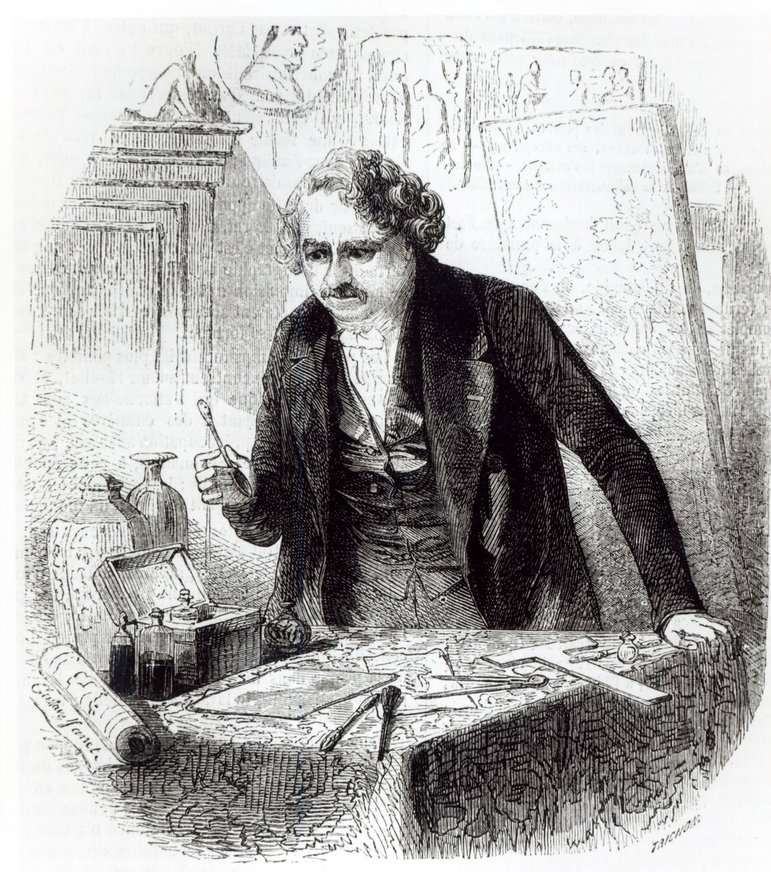 Daguerre descubre el efecto en una cuchara dejada por accidente en una placa de plata yodada de Gustave Janet