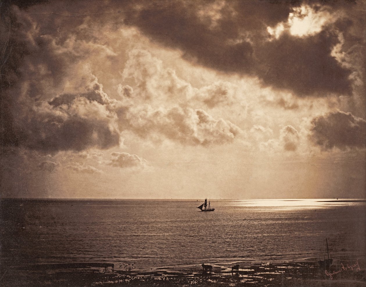 Bergantín en el agua de Gustave Le Gray