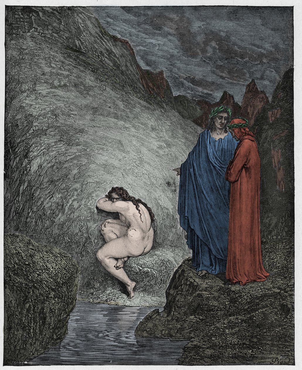 Inferno, Canto 30: Mirra, condenada por incesto, ilustración de La Divina Comedia de Dante Alighieri, 1885 de Gustave after Dore