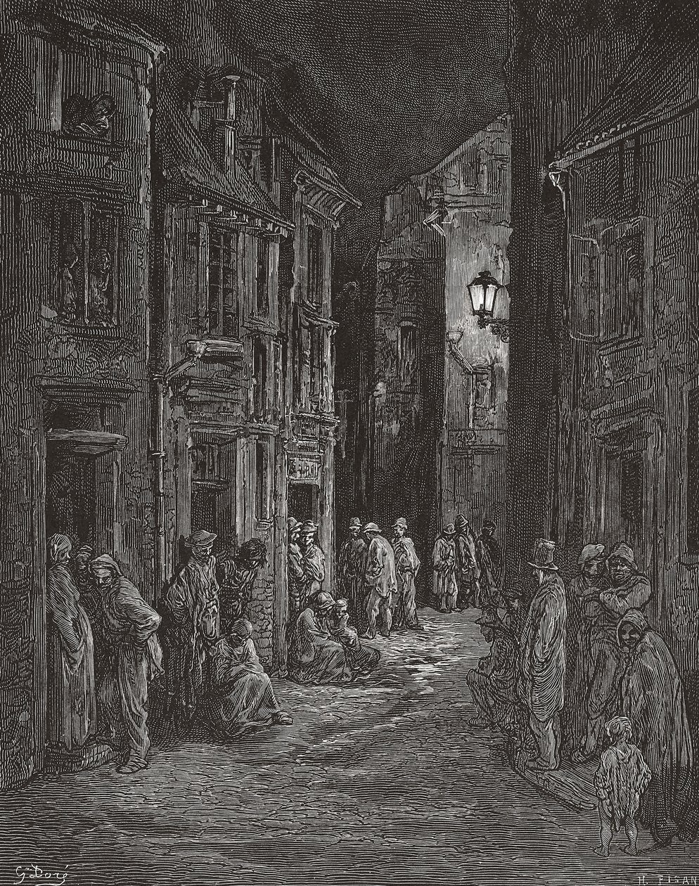 Barrios bajos de Bluegate Fields, Londres en el siglo XIX. (imprimir) de Gustave (after) Dore