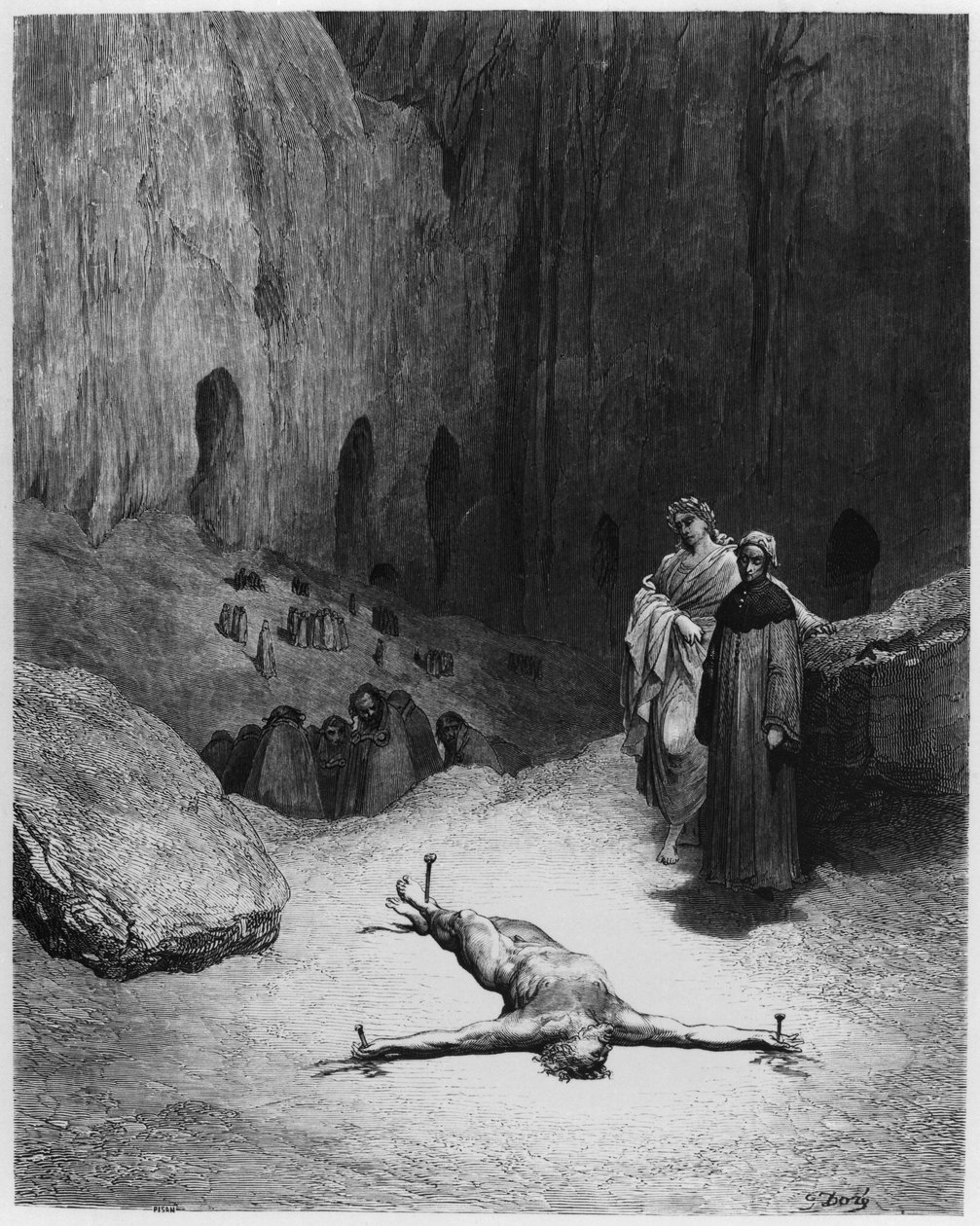 Hombre crucificado, ilustración de 