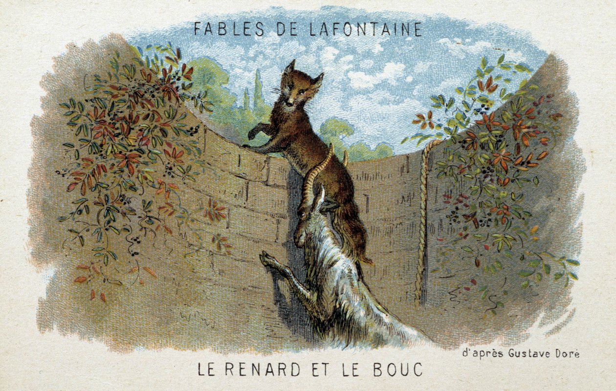 Fábulas de la Fontaine: El zorro y la cabra - según Gustave Doré de Gustave (after) Dore