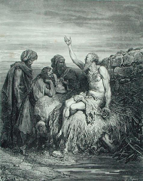 Job y sus amigos, grabado por J. Regnier, c.1868 de Gustave (after) Dore