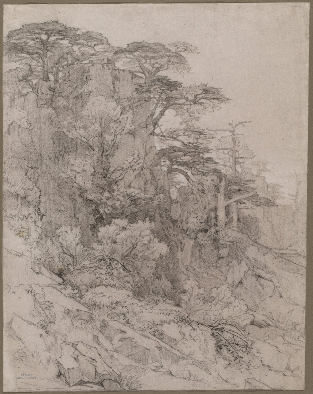 Trees of a Rocky Hillside de Gustave Achille Guillaumet