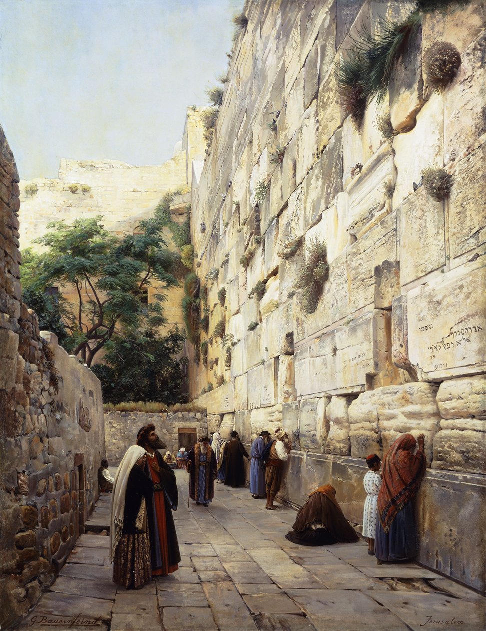 Rezando en el Muro Occidental, Jerusalén de Gustave Bauernfeind