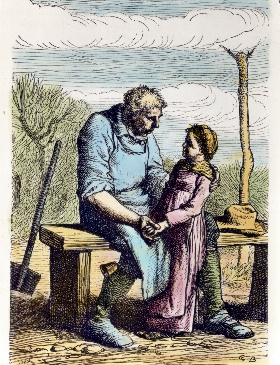Cosette tenía permiso de Los Miserables. 1865 (grabado) de Gustave Brion