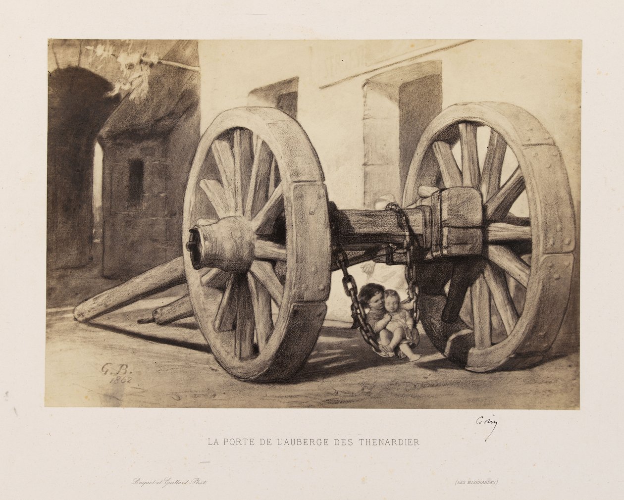Gustave Brion - La puerta de la posada Thénardier de Gustave Brion