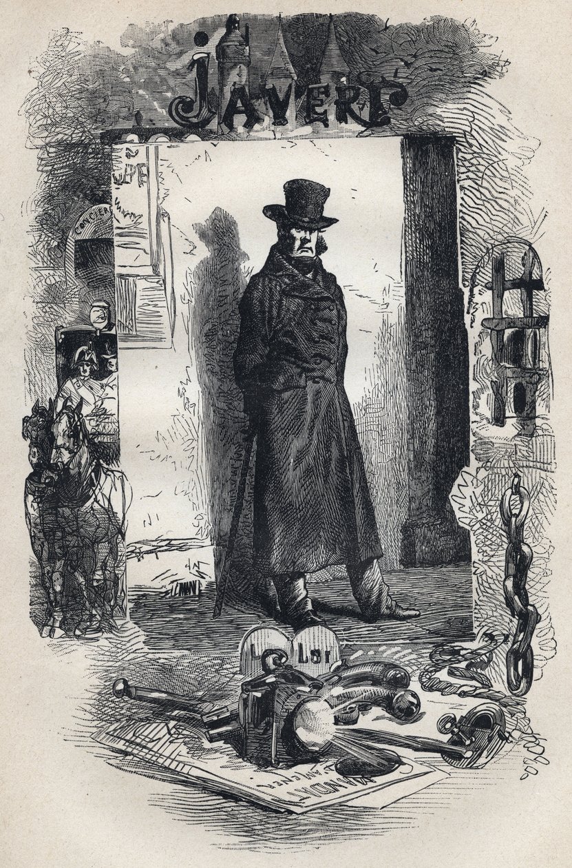 Javert, ilustración de la novela “Los Miserables” de Victor Hugo de Gustave Brion