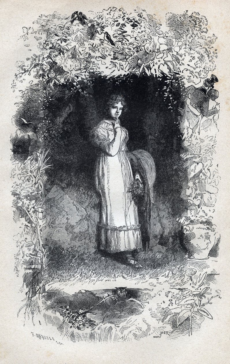 Retrato de Fantine enamorada de Tholomyes - Ilustración de Gustave Brion (1824-1877) para “Los Miserables - Primera parte: Fantine” de Victor Hugo (1802-1885) 1862 de Gustave Brion