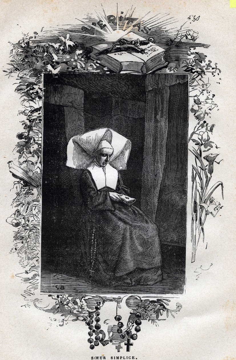 Retrato de la Hermana Simplice - Ilustración de Gustave Brion (1824-1877) para "Los Miserables - Primera parte: Fantine" de Victor Hugo (1802-1885) 1862 de Gustave Brion
