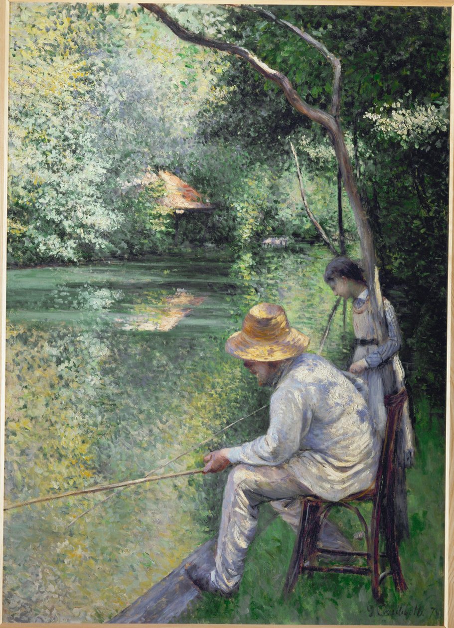Pesca con caña (óleo sobre lienzo) de Gustave Caillebotte