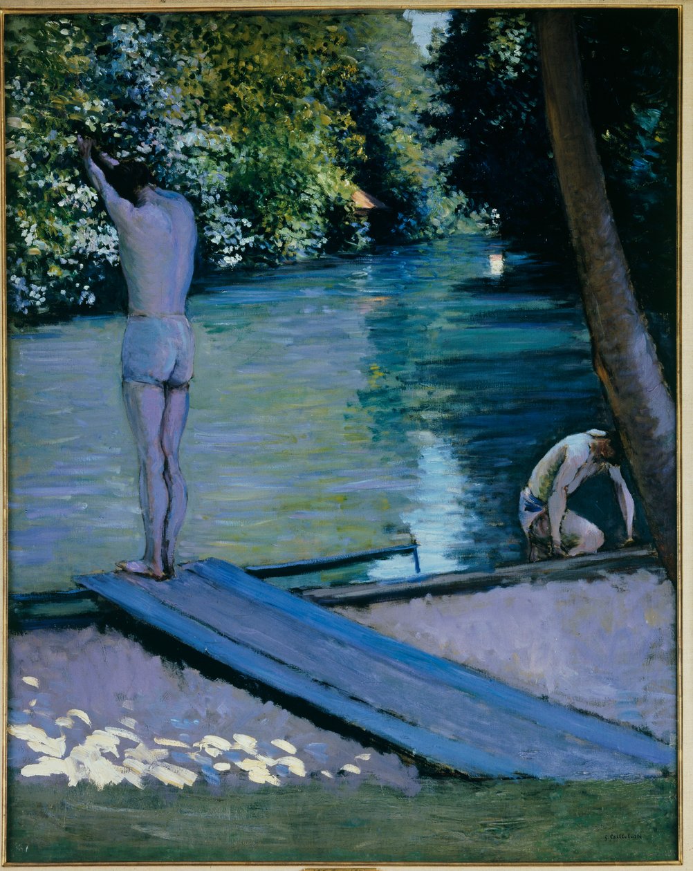Bañista a punto de zambullirse en el Río Lyerres de Gustave Caillebotte