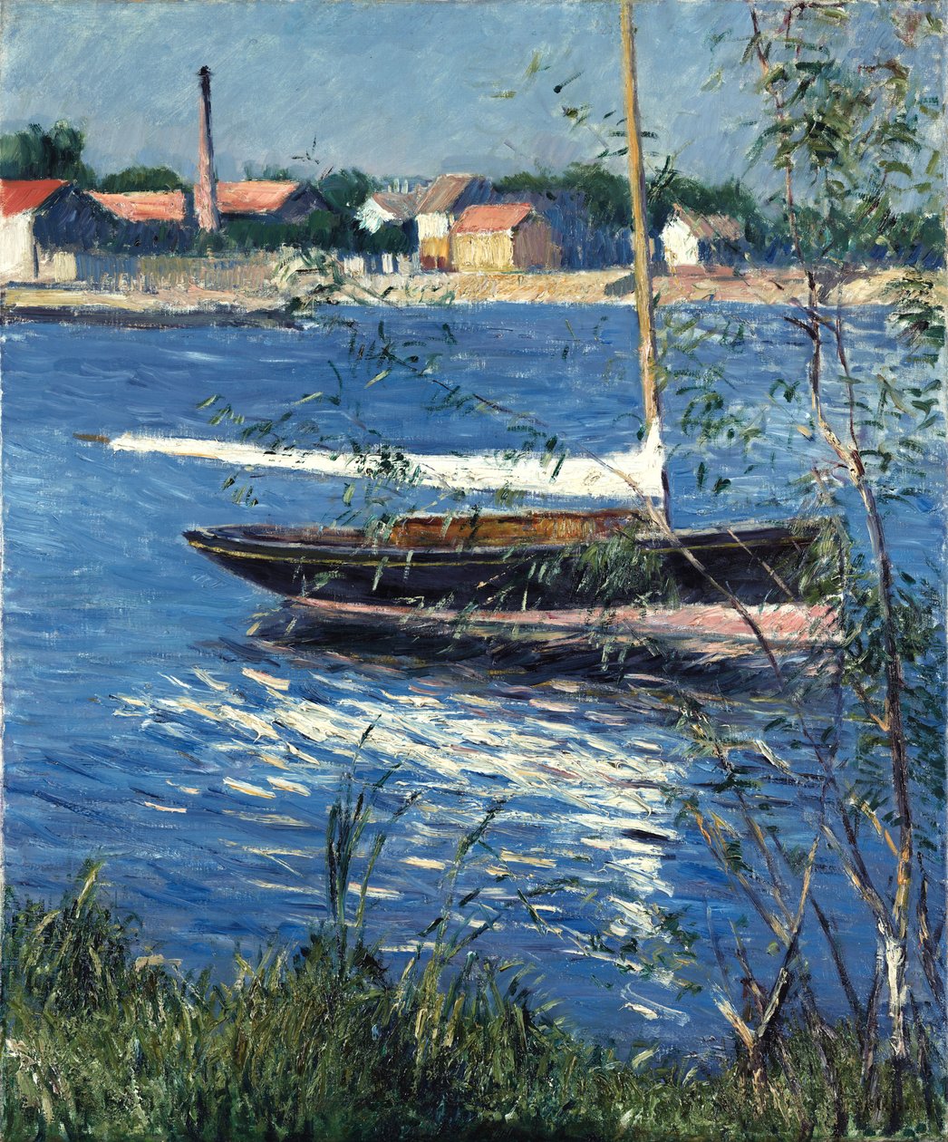 Barca amarrada en el Sena en Argenteuil de Gustave Caillebotte