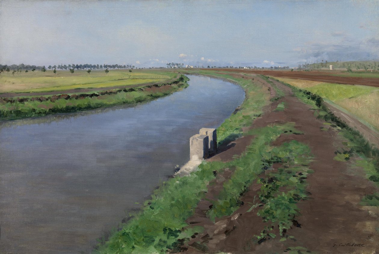 French:  Bord de canal, près de Naples Banks of a Canal, near Naples de Gustave Caillebotte
