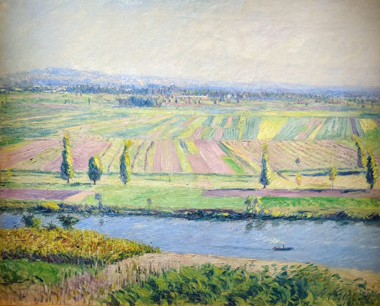 En francés:  La Plaine de Gennevilliers La llanura de Gennevilliers desde las colinas de Argenteuil de Gustave Caillebotte