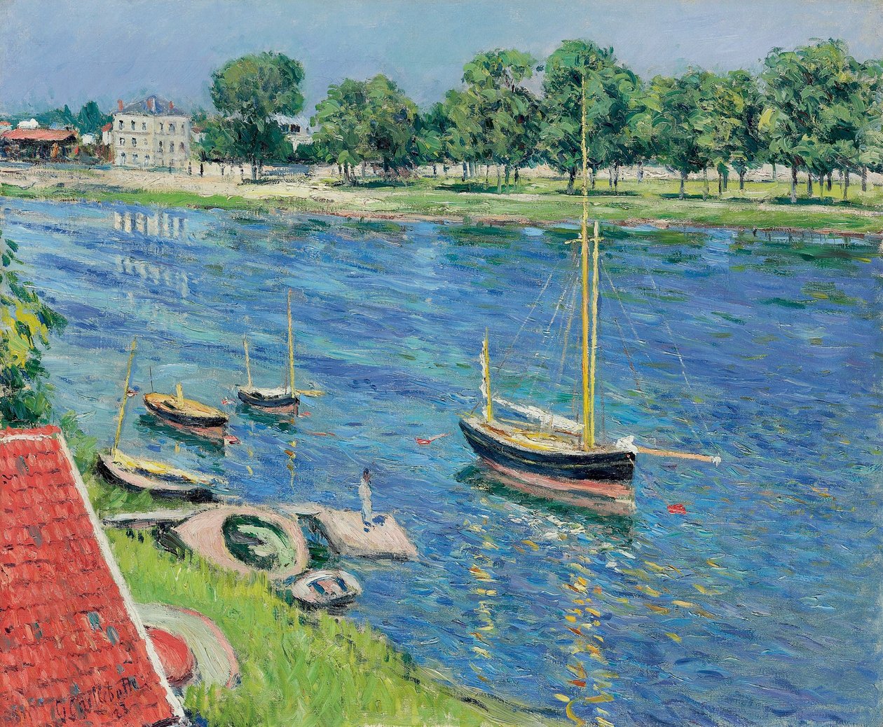 El Sena en Argenteuil, barcos anclados de Gustave Caillebotte