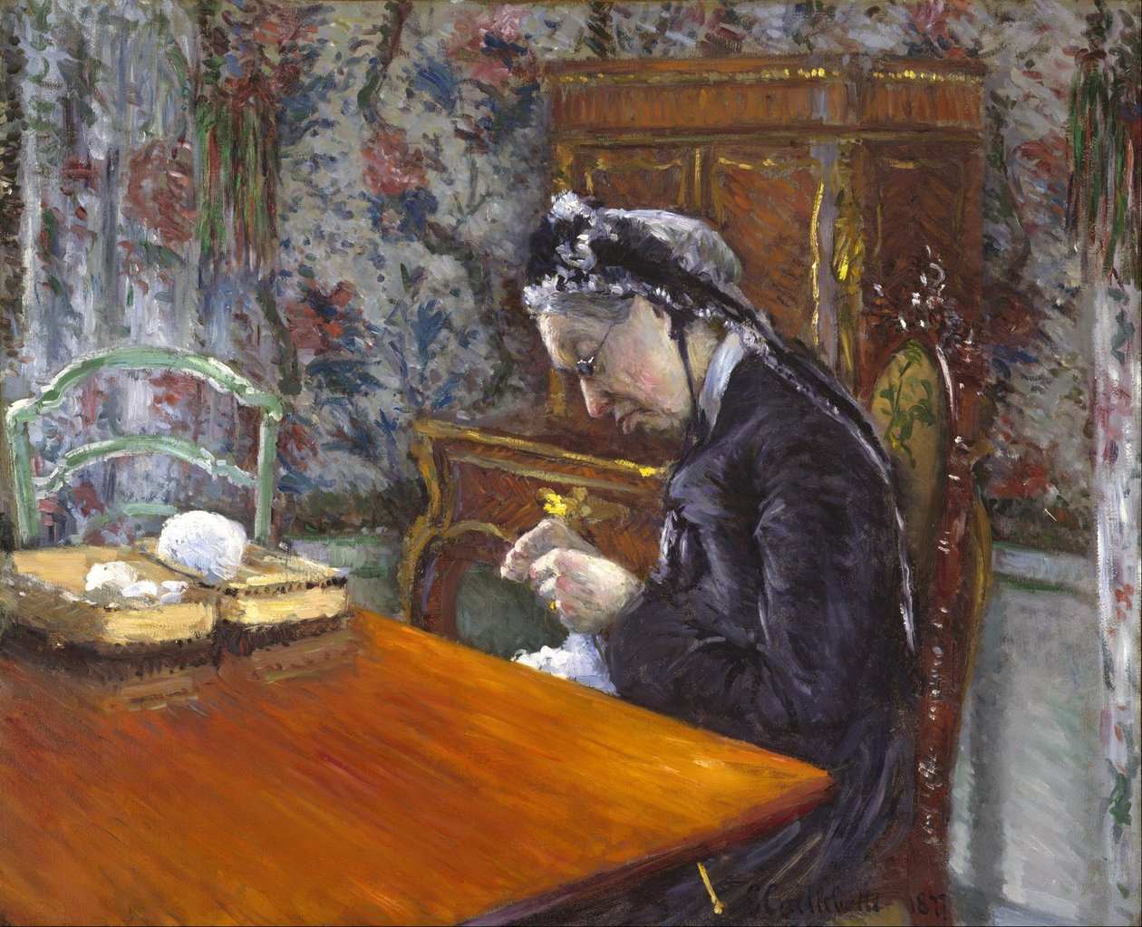 Mademoiselle Boissière tejiendo de Gustave Caillebotte