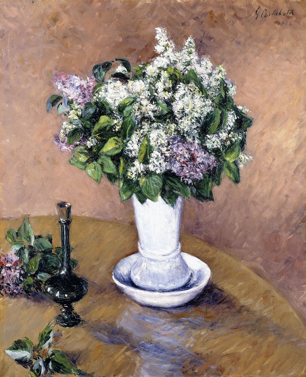 Naturaleza muerta con un jarrón de lilas, 1883 de Gustave Caillebotte