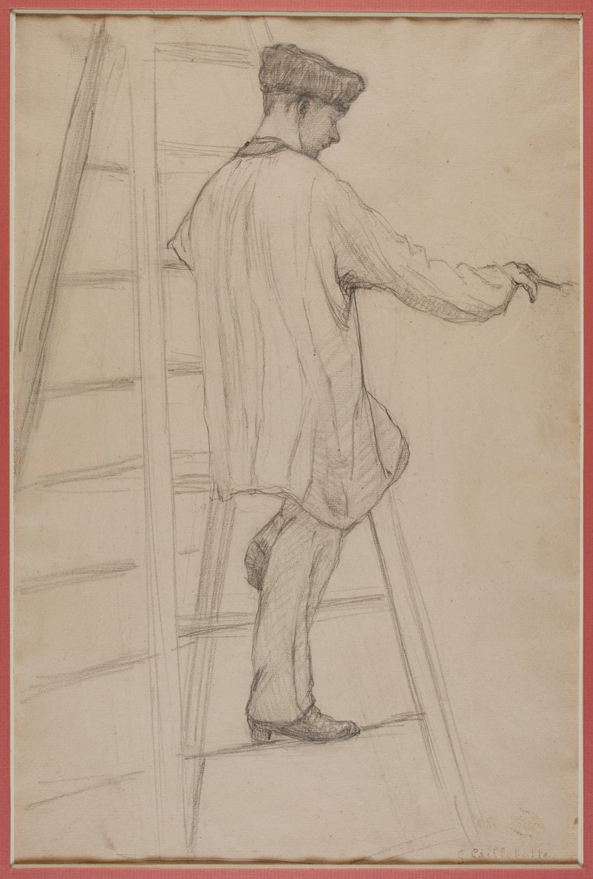 Estudio para pintores de casas: Hombre en la escalera de Gustave Caillebotte