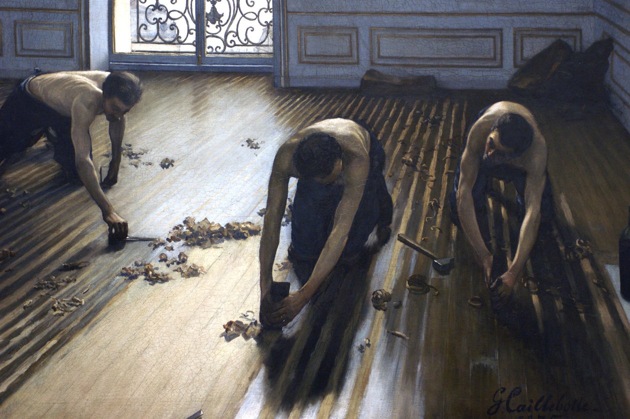 Los rascadores de suelo - una sección del cuadro. de Gustave Caillebotte