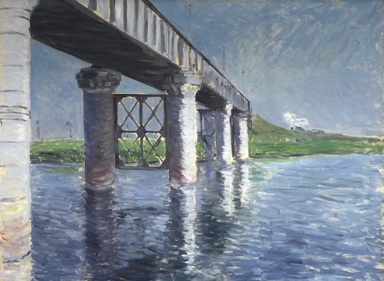 El Sena y el puente del ferrocarril en Argenteuil de Gustave Caillebotte
