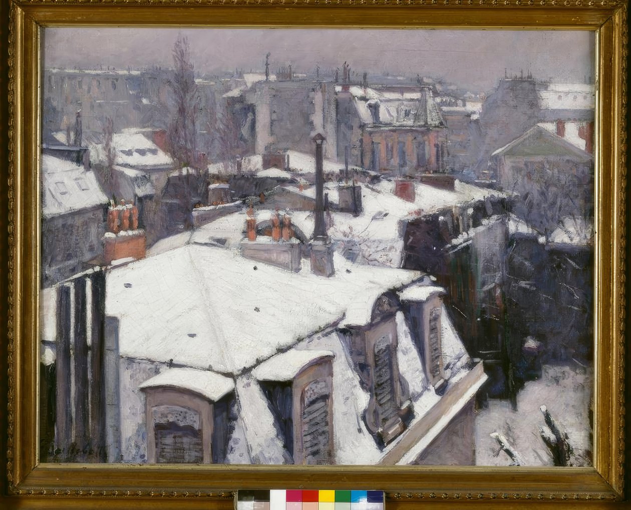 Vista de tejados (Efecto de nieve), llamado Tejados bajo la nieve de Gustave Caillebotte