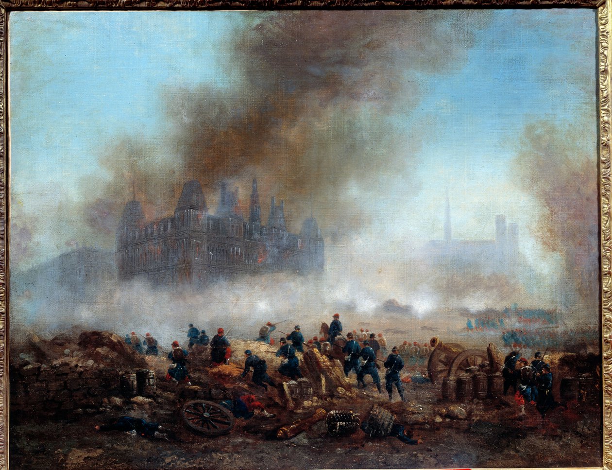 El incendio del ayuntamiento, atacado por las tropas de Versalles de Gustave Clarence Rodolphe Boulanger