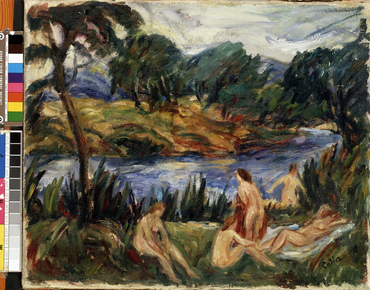 "Mujeres en el río" (Mujeres en el río) Pintura de Gustave Colin (1829-1910) Óleo sobre lienzo. Expresionismo. Museo de Bellas Artes Mikalojus Konstantinas Ciurlionis, Kaunas, Lituania de Gustave Colin