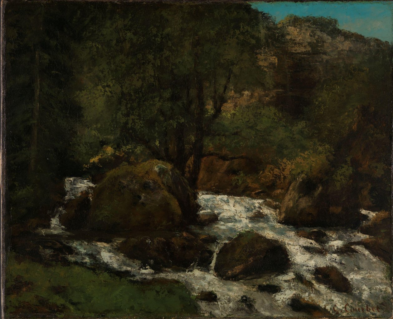 Un arroyo en el bosque, Jura, c.1865 de Gustave Courbet