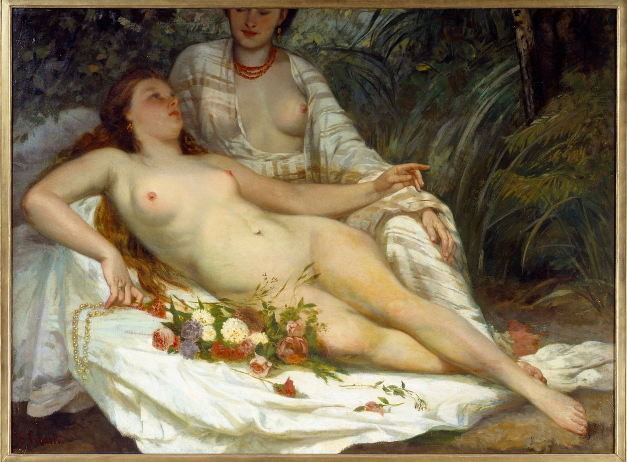 Bañistas, dos mujeres desnudas de Gustave Courbet