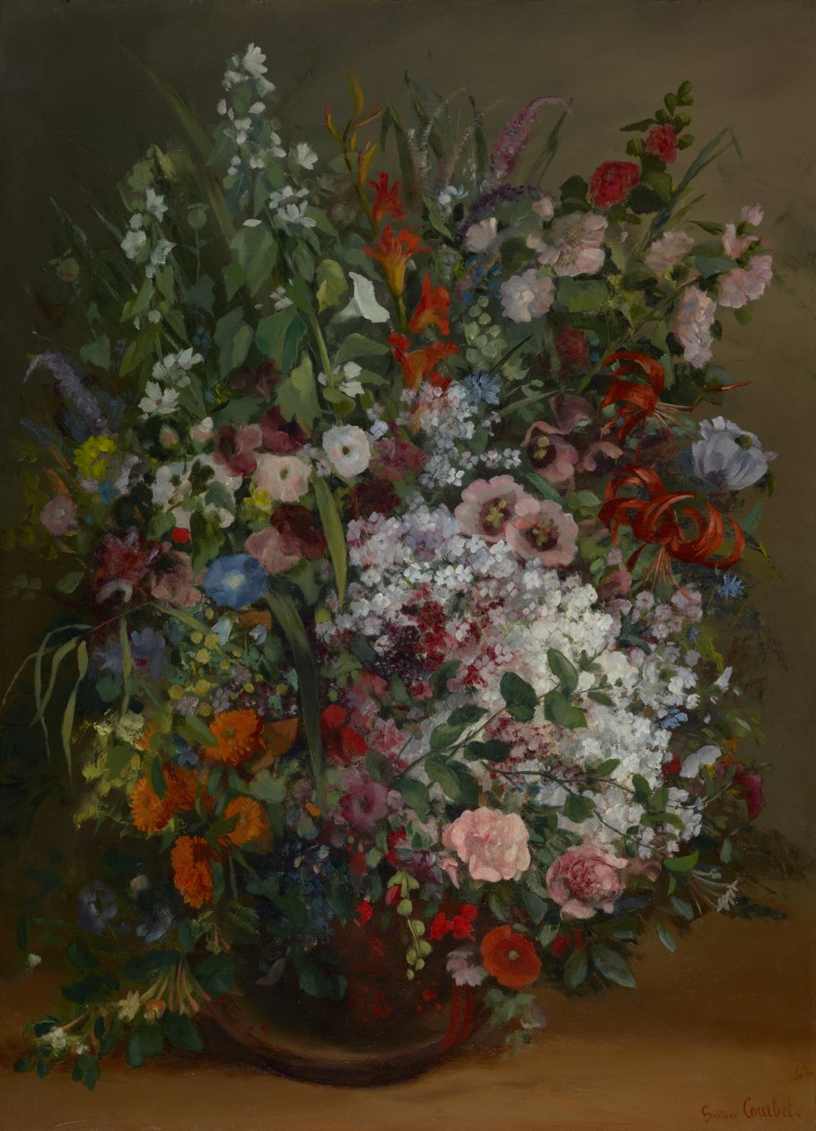 Ramo de flores en un jarrón de Gustave Courbet