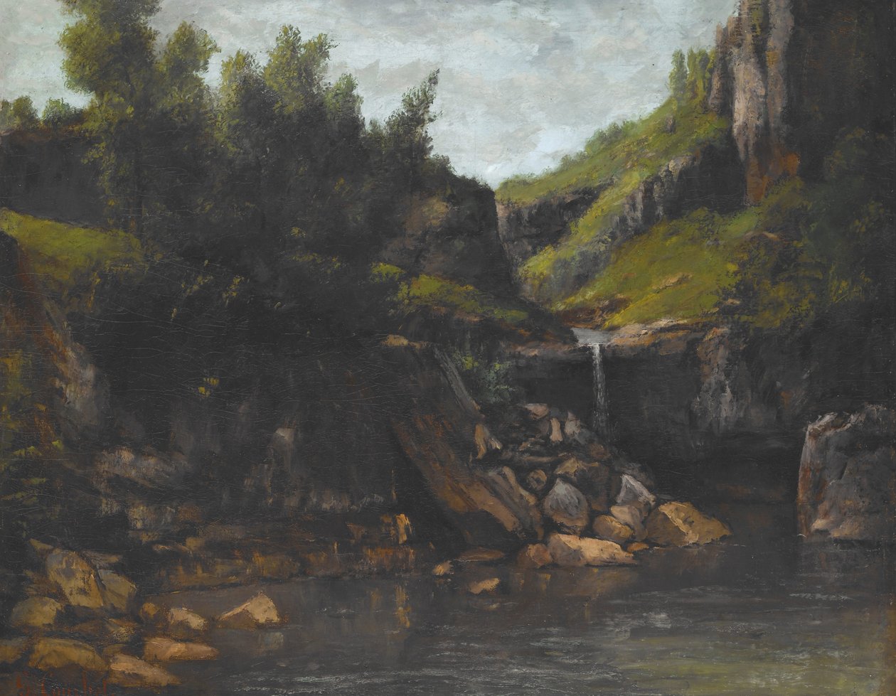 Cascada en un paisaje rocoso de Gustave Courbet