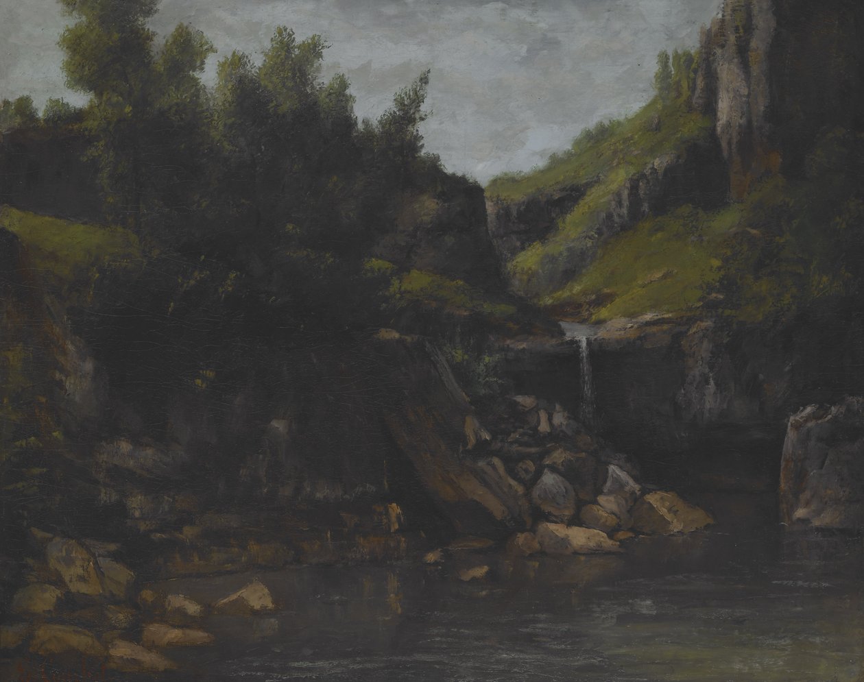 Cascada en un paisaje rocoso, c.1872-4 (óleo sobre lienzo) de Gustave Courbet