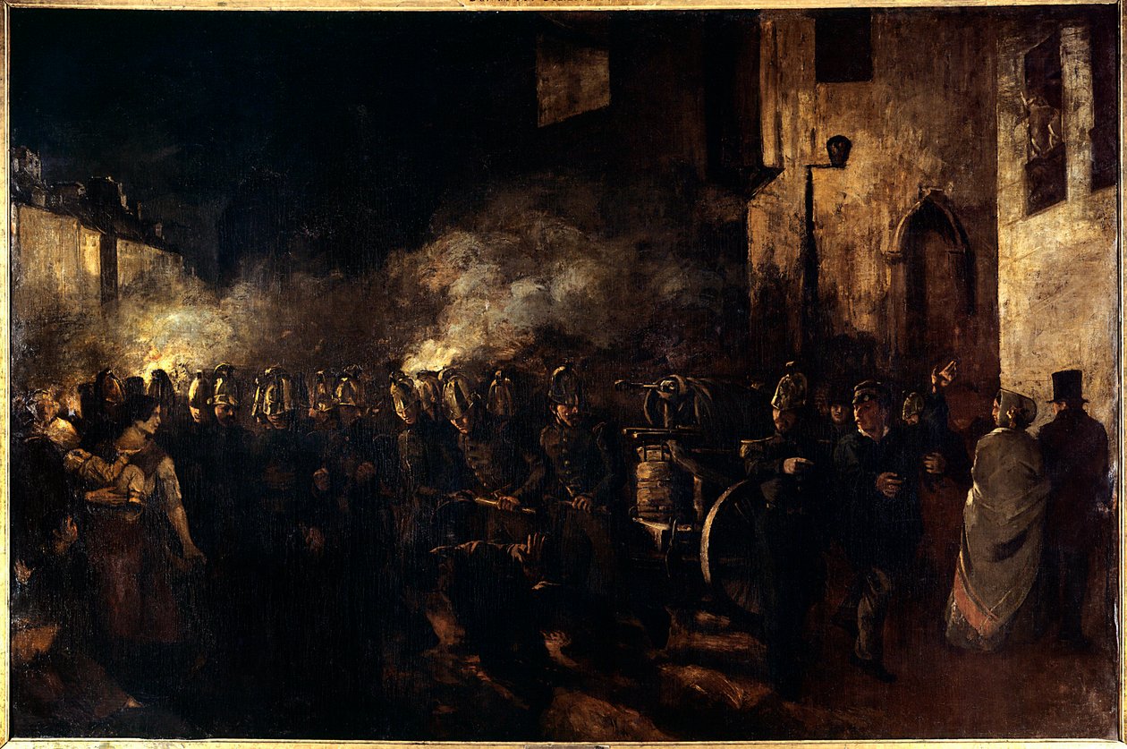 Bomberos apagando un incendio. Pintura de Gustave Courbet (1819-1877) 1850. París, Museo del Petit Palais de Gustave Courbet