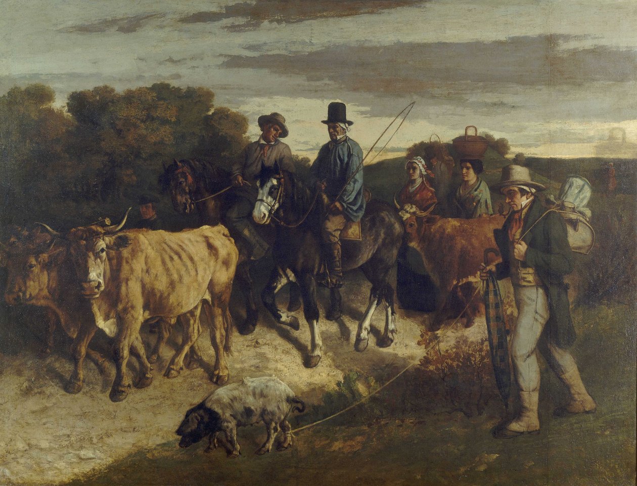 En francés:  Les Paysans de Flagey revenant de la foire Campesinos de Flagey de vuelta de la Feria de Gustave Courbet