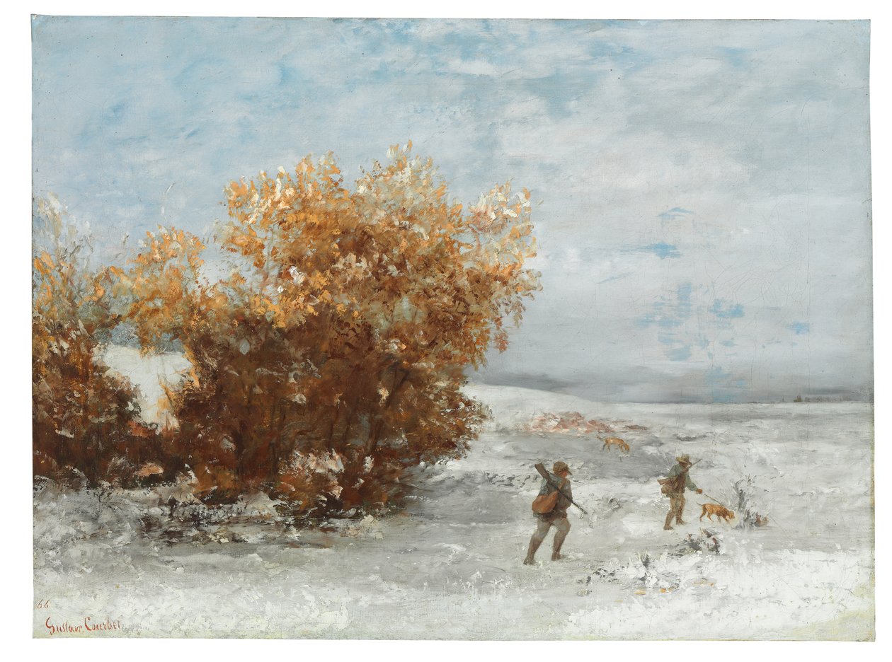 Cazadores en la nieve, 1866 de Gustave Courbet