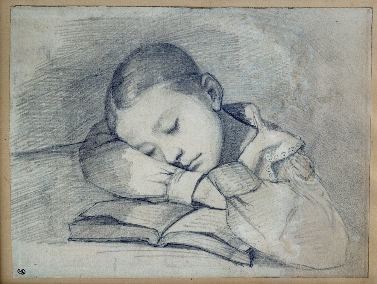 Retrato de Juliette Courbet durmiendo. Dibujo a lápiz de mina por Gustave Courbet (1819-1877). 1841. Dim. 0.20 x 0.26. París, Museo de Orsay de Gustave Courbet