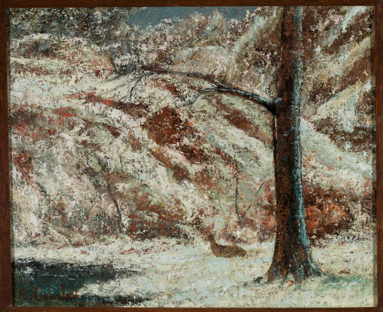 Un corzo en la nieve en el bosque de Gustave Courbet
