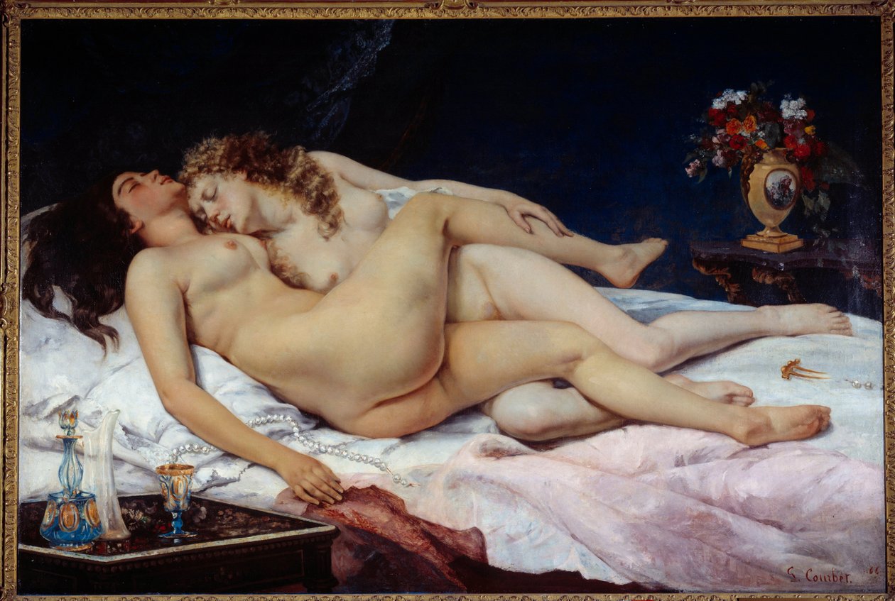 Sueño. Dos mujeres desnudas abrazadas en una cama de Gustave Courbet