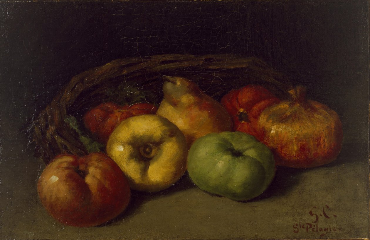 Naturaleza muerta con manzanas, pera y granadas de Gustave Courbet