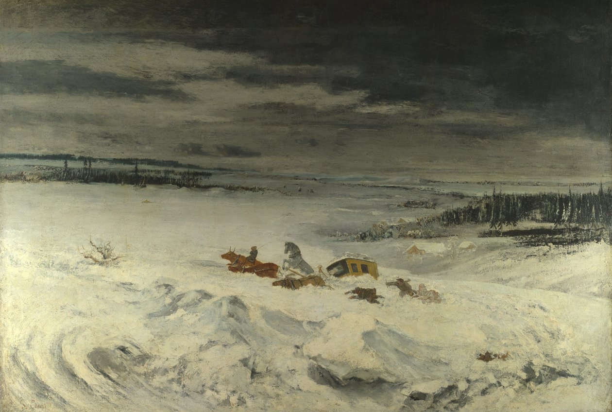 La diligencia en la nieve, 1860 de Gustave Courbet