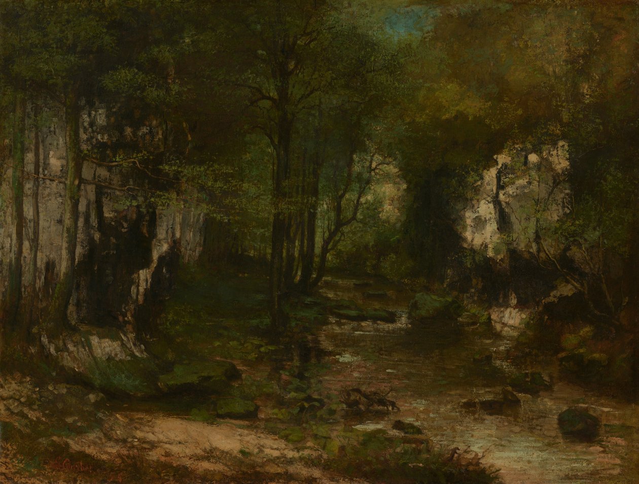 The Stream (El arroyo del Puits-Noir; valle del Loue) de Gustave Courbet