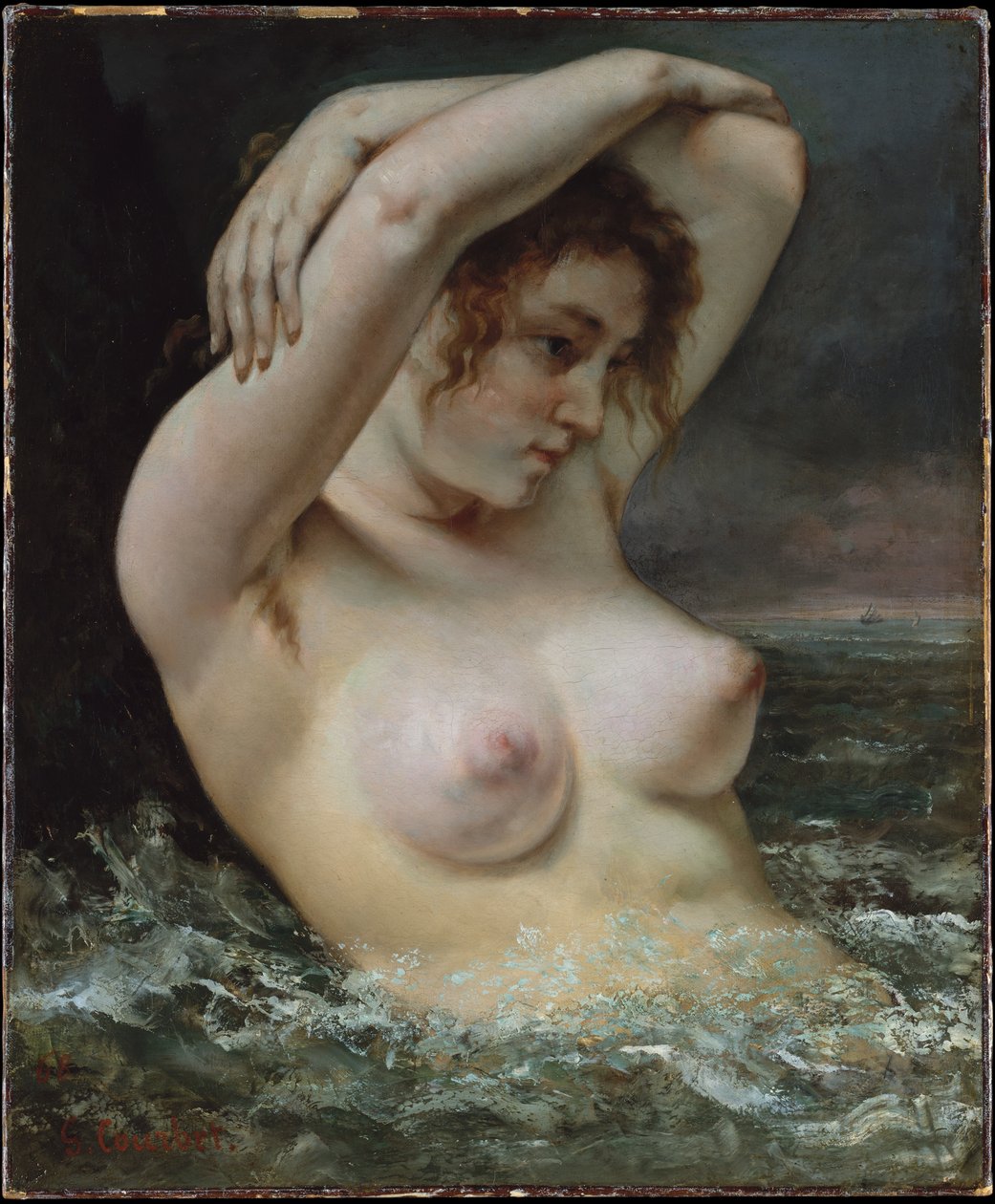 La mujer entre las olas de Gustave Courbet