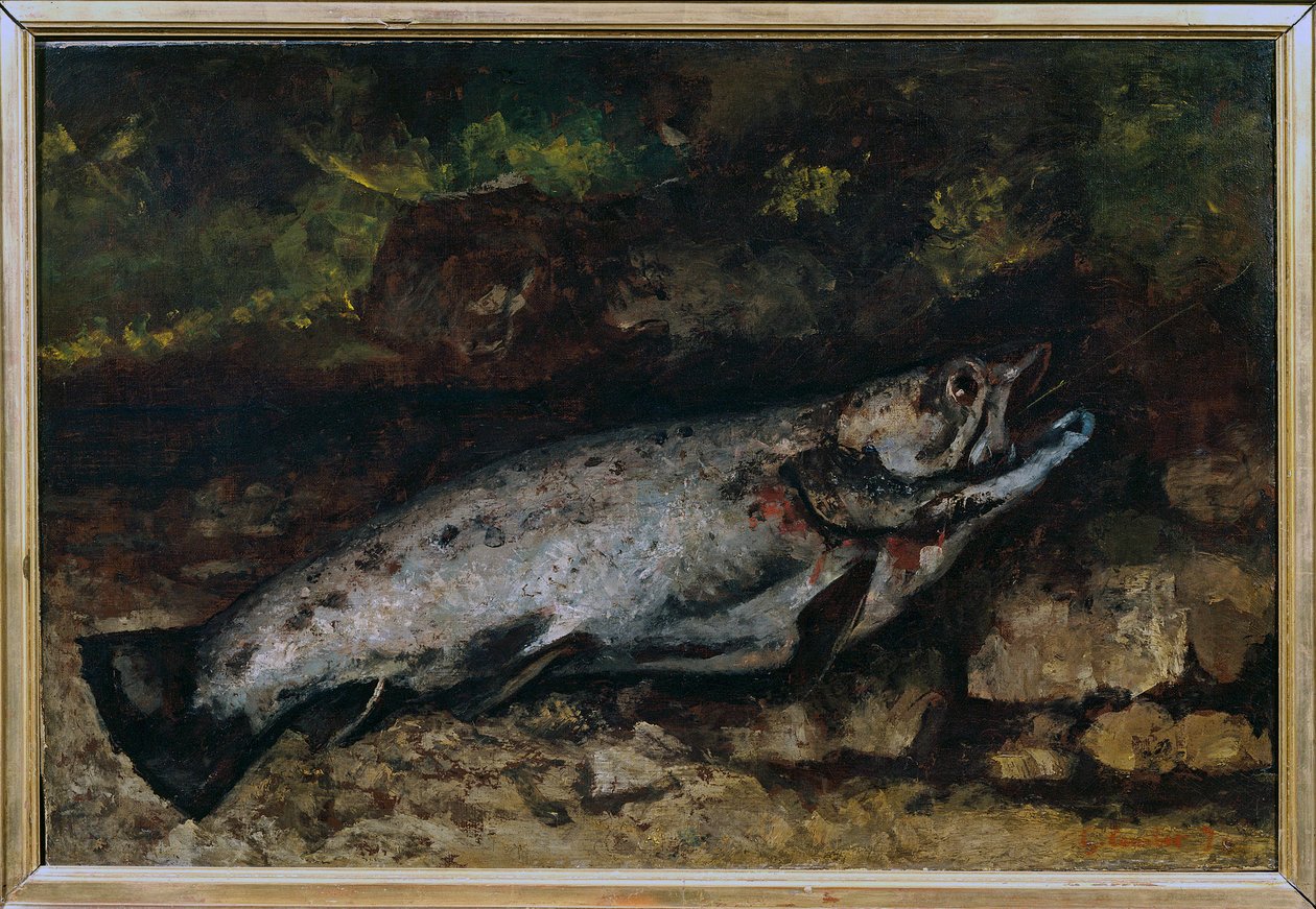 La trucha. Naturaleza muerta de peces. Pintura de Gustave Courbet de Gustave Courbet