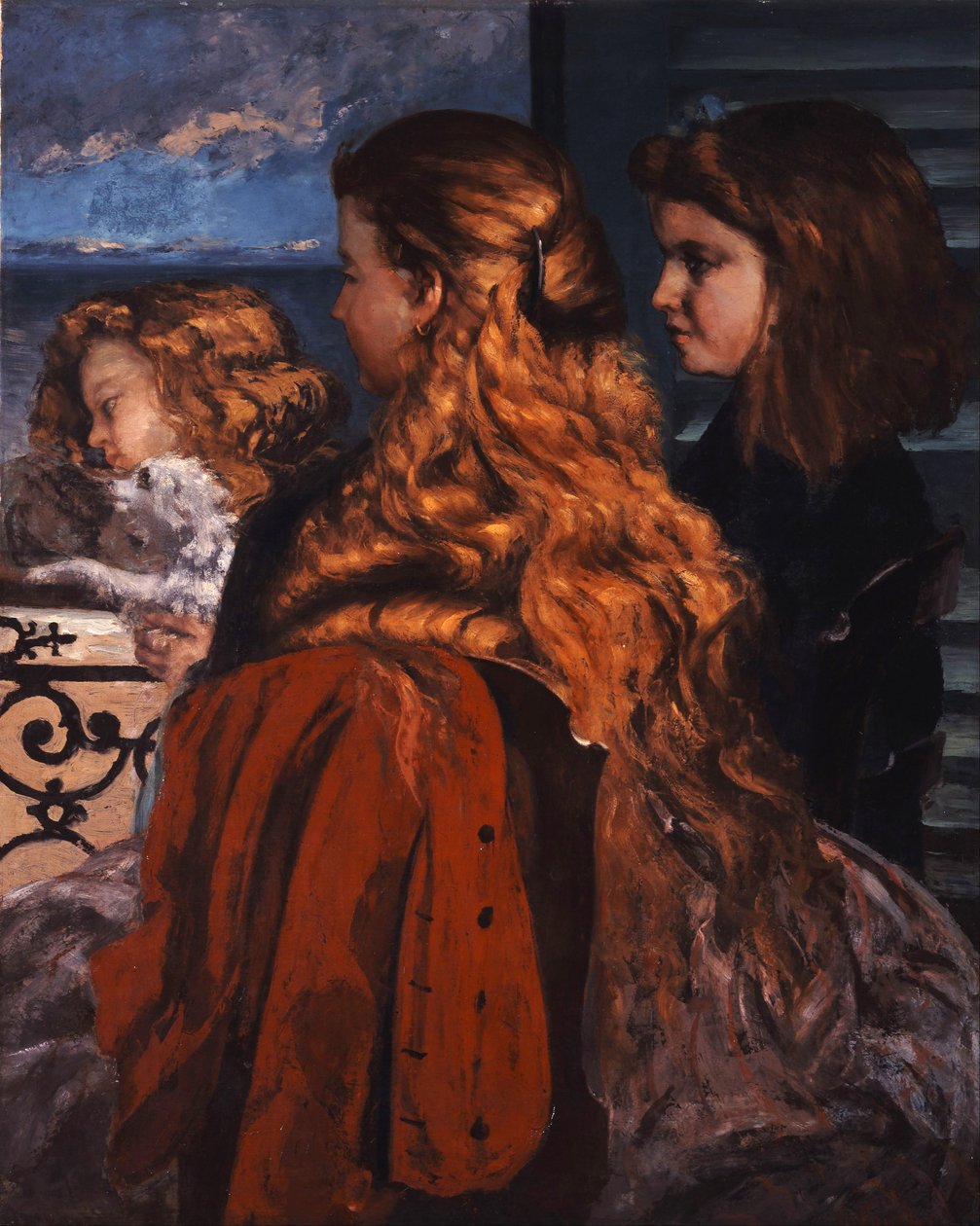 Tres jóvenes inglesas junto a una ventana de Gustave Courbet
